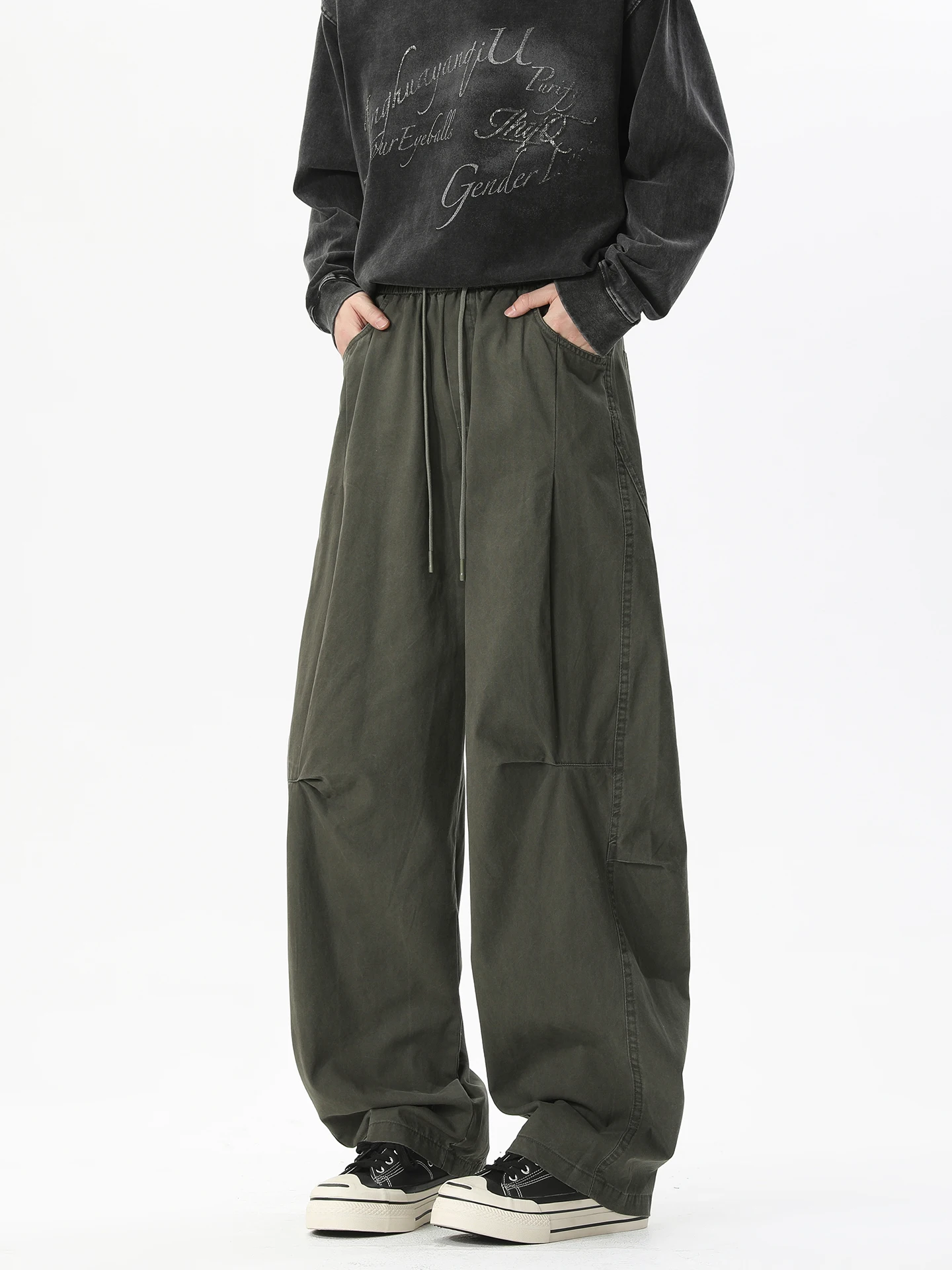 

Military een Workwear Straight Leg Cotton Casual Pants Men's Loose Wide Leg Trousers Waed Denim Casual Long Trousers