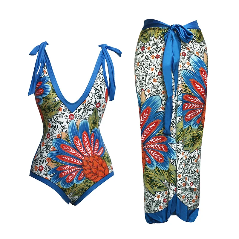 Maillot de bain une pièce imprimé style bohème pour femme, ensemble deux pièces, bikini, tendance, 2023