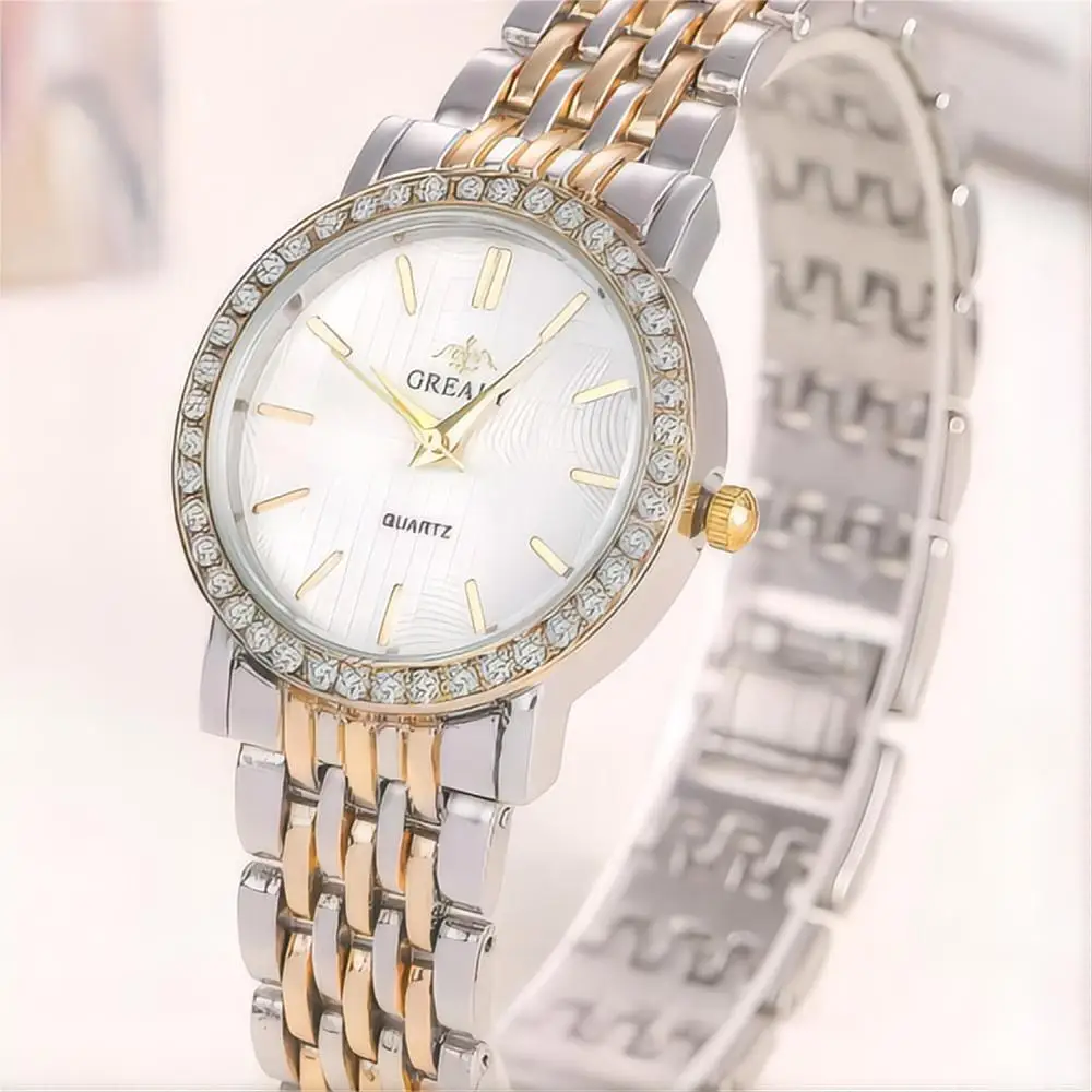 6pcs Women\'s Watch Casual Stainless Steel Strap Material Quartz Watch and Jewelry Bracelet Set