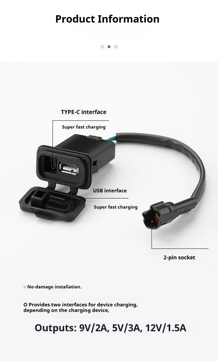 Motorcycle USB Fast Charger Phone Charging Port Modified Parts for CFMOTO 450SR 250SR 800NK XO Papio