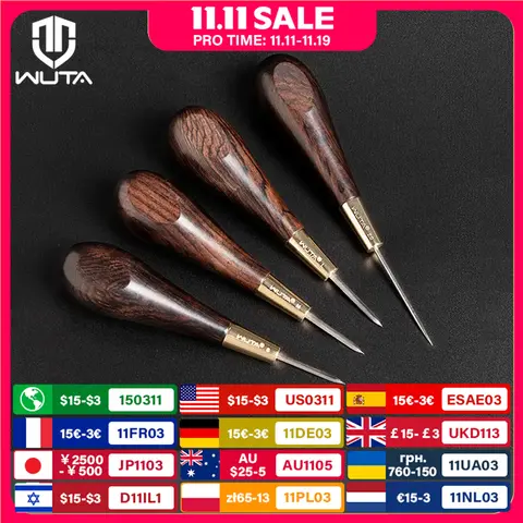 Leather Stitching Awl Second Gen with Ebony and Brass WUTA