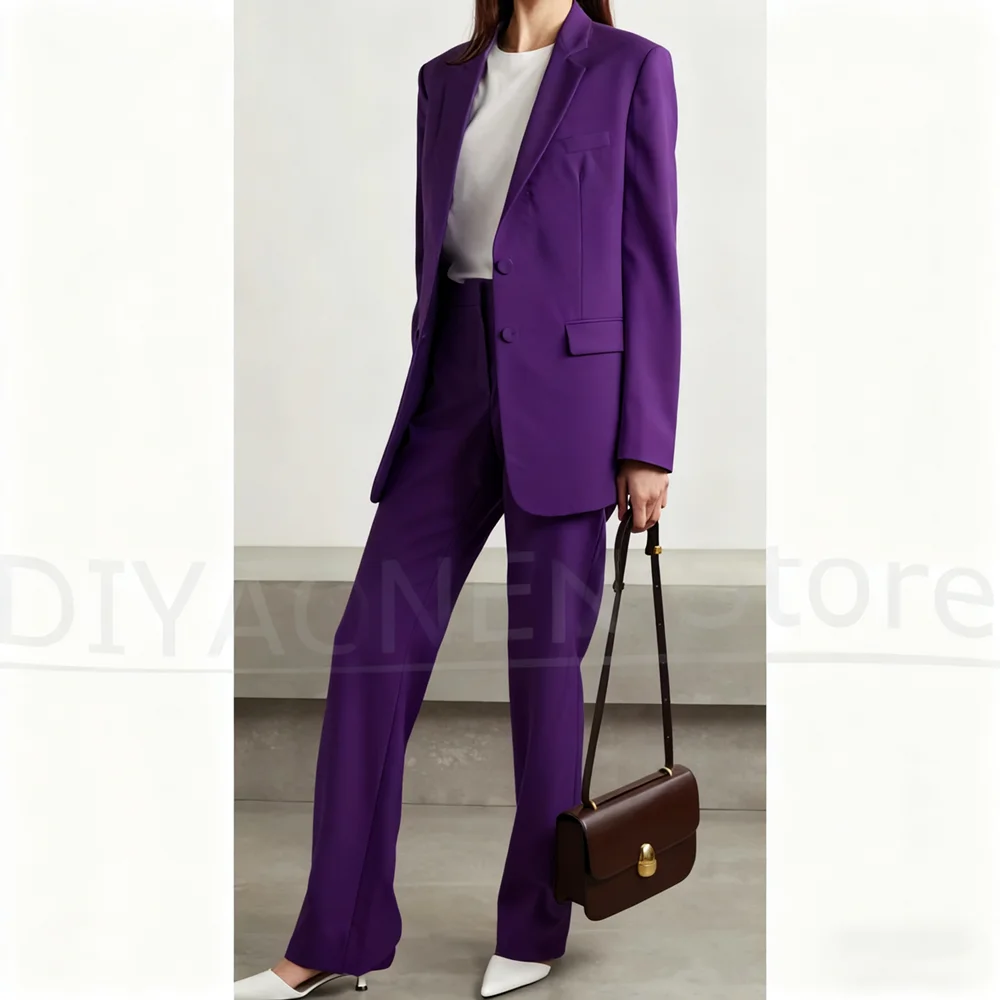 

Модные женские костюмы с шикарными лацканами, однобортная одежда, комплект из 2 предметов, однотонные вечерние повседневные офисные брюки (куртка + брюки)