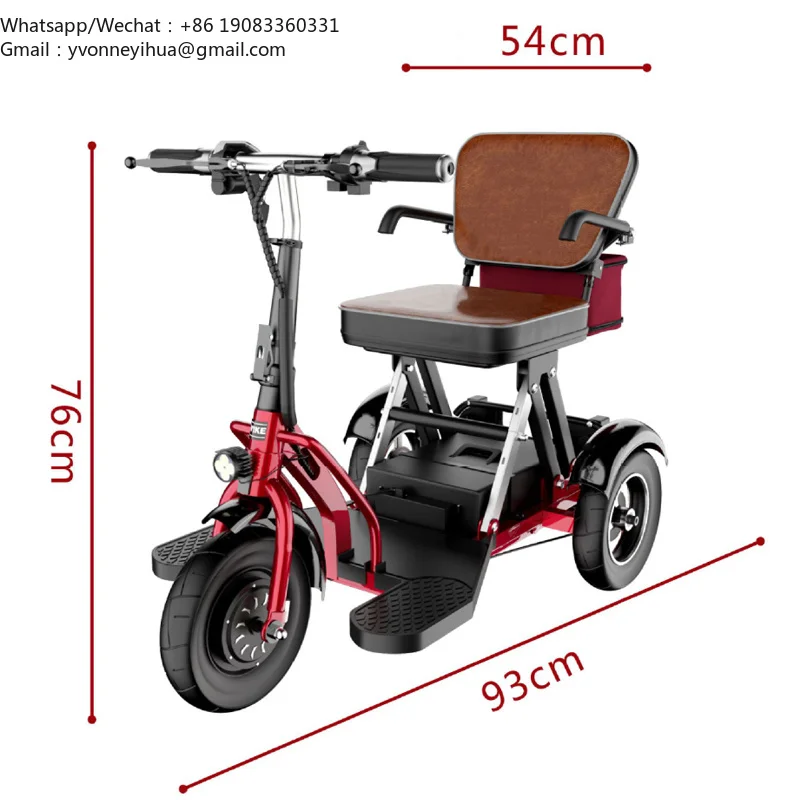 3 Wheel Lithium Battery Portable Foldable Mobility Scooter For Adults Handicapped Safe Travel Easy To Operate