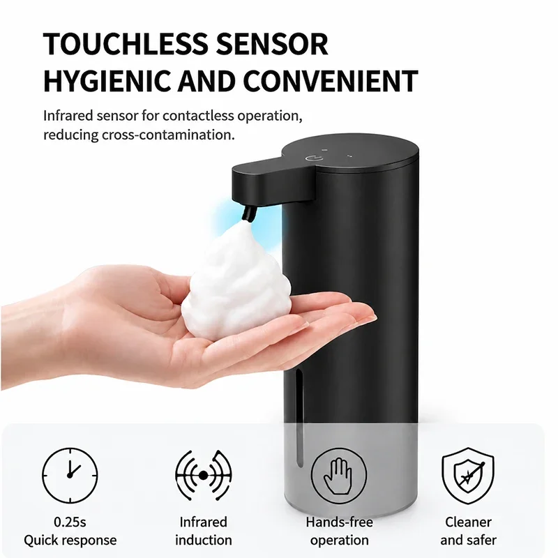 Hand Sanitizer Soap Dispenser 4 Level Touchless, 304 Stainless Steel Rechargeable, Kitchen Toilet Bathroom, 360ml, Wall or Desk