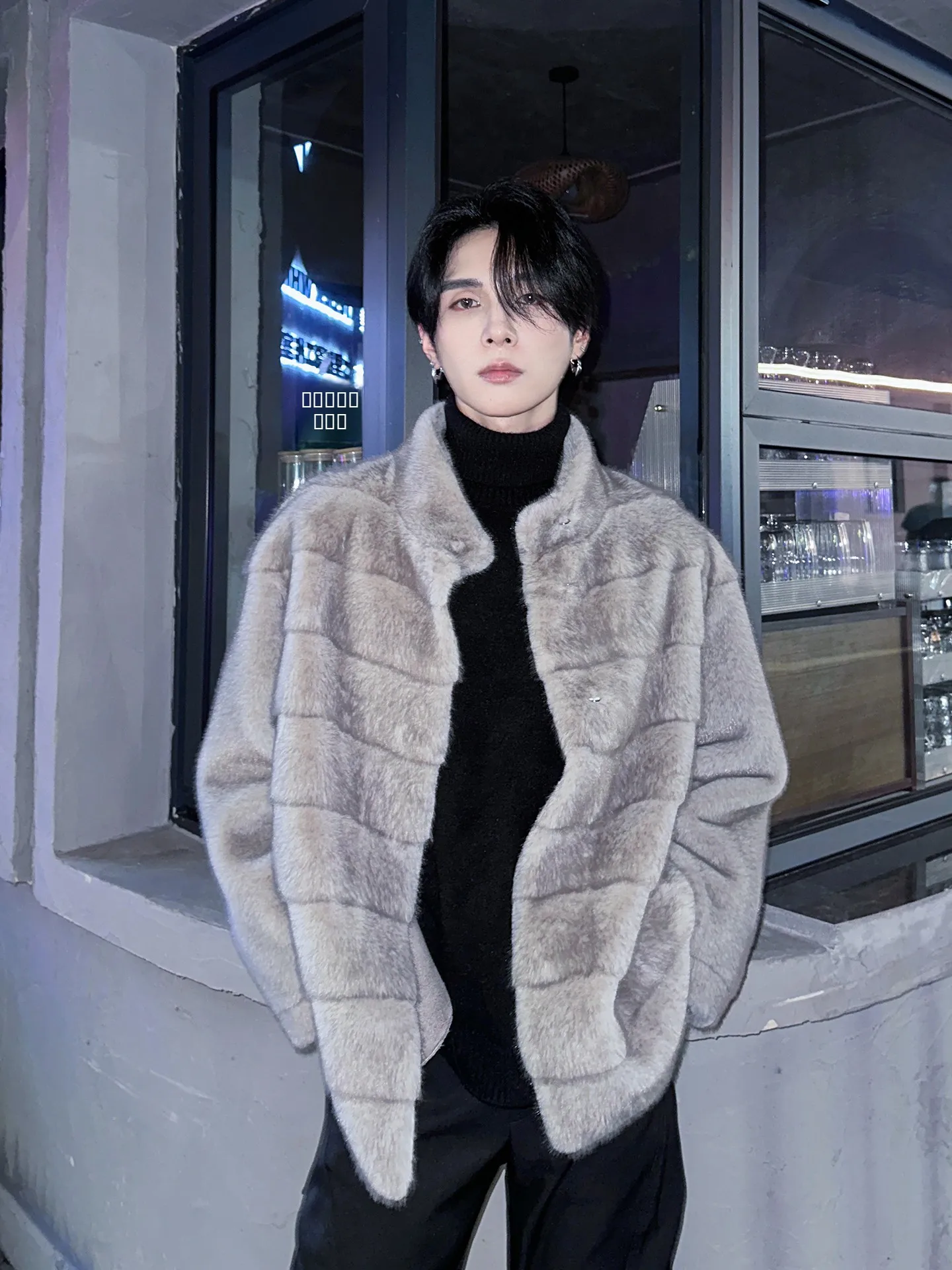 

Cleanfit Luxury High-End Men's Fur Cotton Jaet Autumn Winter Sli ort Coat Inteated Leather And Fur Casual Sle