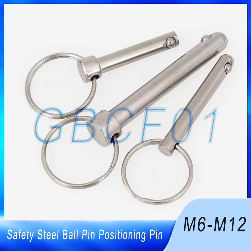 Carbon Steel Spring Plunger Ball Lock Pin, Quick Release Safety Cotter Pin for Machiner M6-M12y, Agricultural Vehicle & Marine