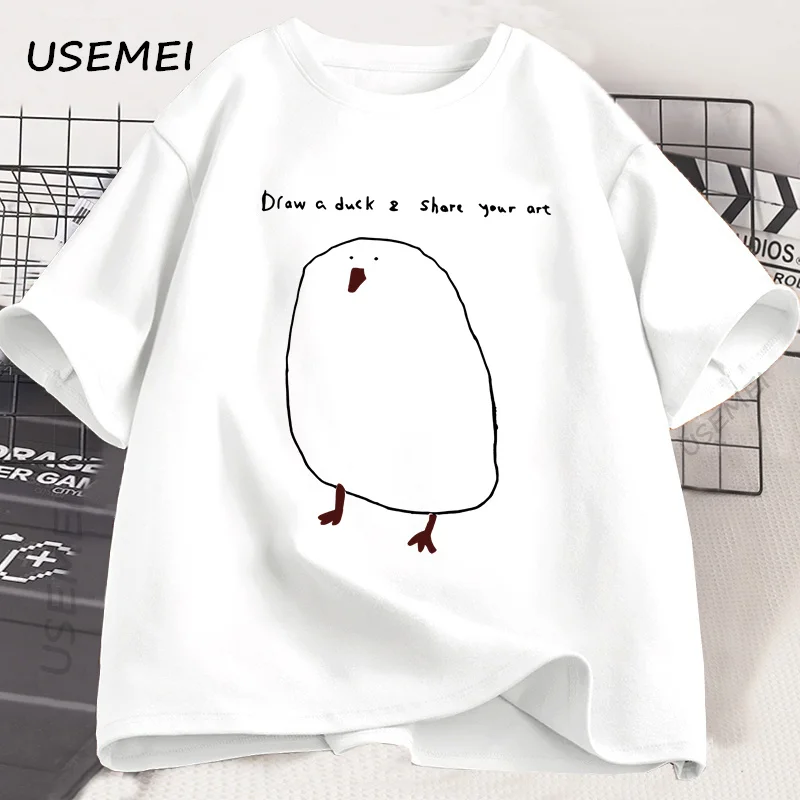 Funny Draw Duck T Shirt Men Women Cotton Casual Funny Printed T-shirt Summer Short Sleeve Cool Round Neck Mens Clothes Tshirt - view 3