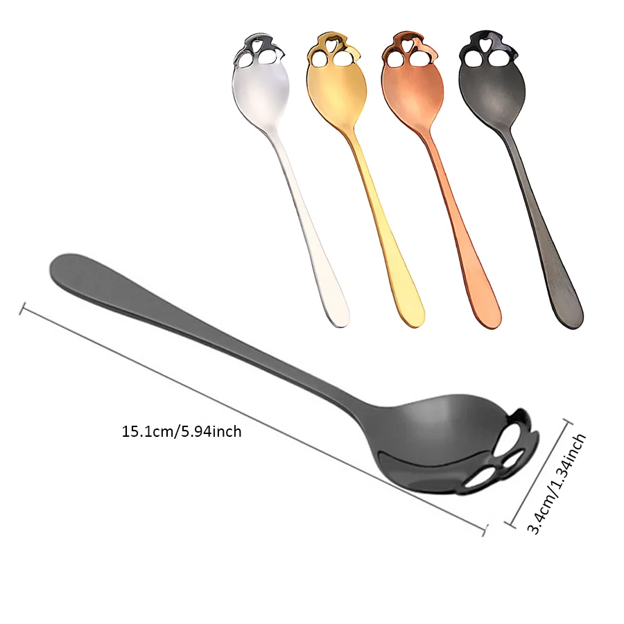 1pc Skull Hollow Cutout Stainless Steel Spoon, Novelty Metal Table Spoon for Dessert Sugar Home Kitchen Daily Use XJM