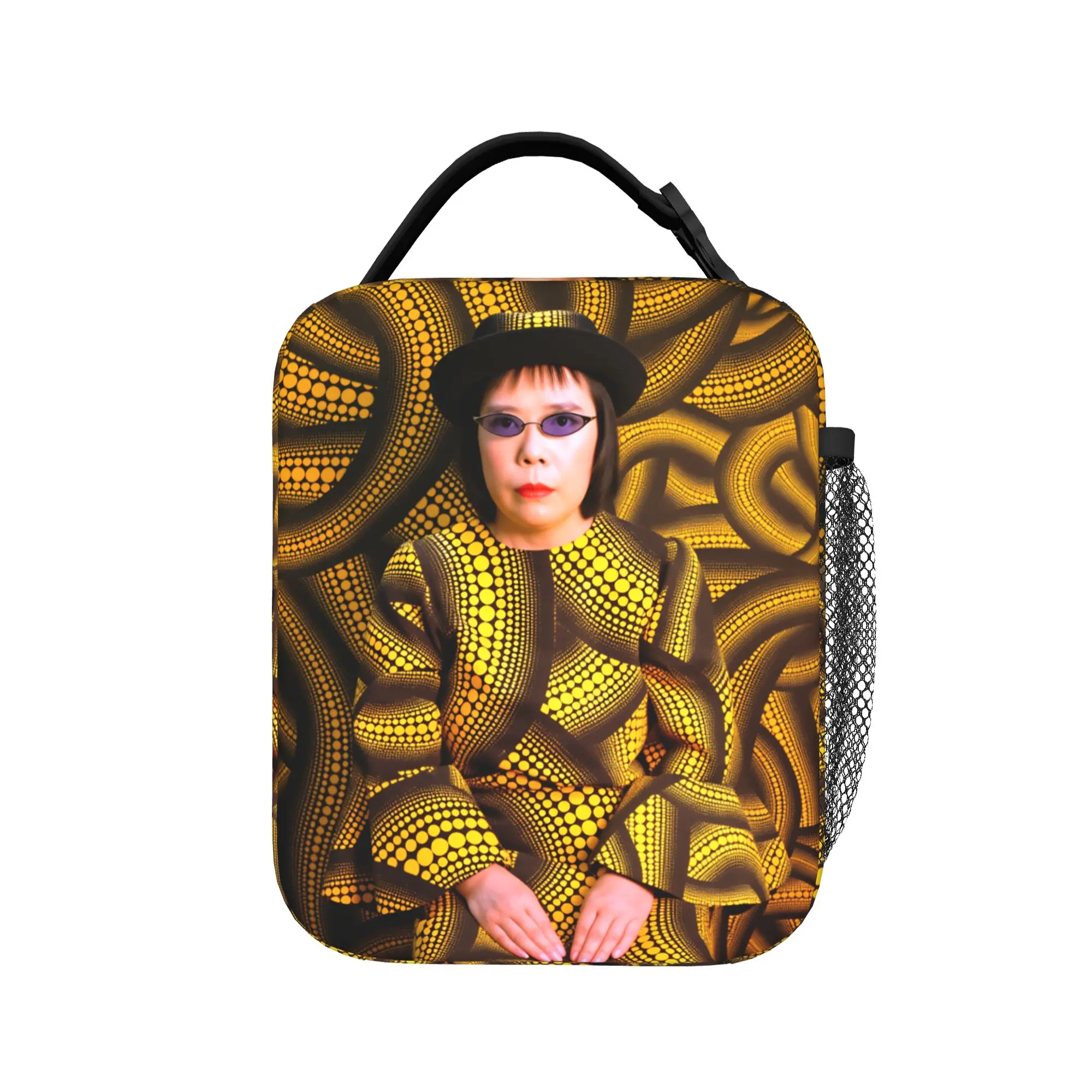 Yayoi Kusama Abstract Face Lunch Bag Travel Portable Zipper Tote Food Bags For Unisex  Oxford Custom Cooler Bag