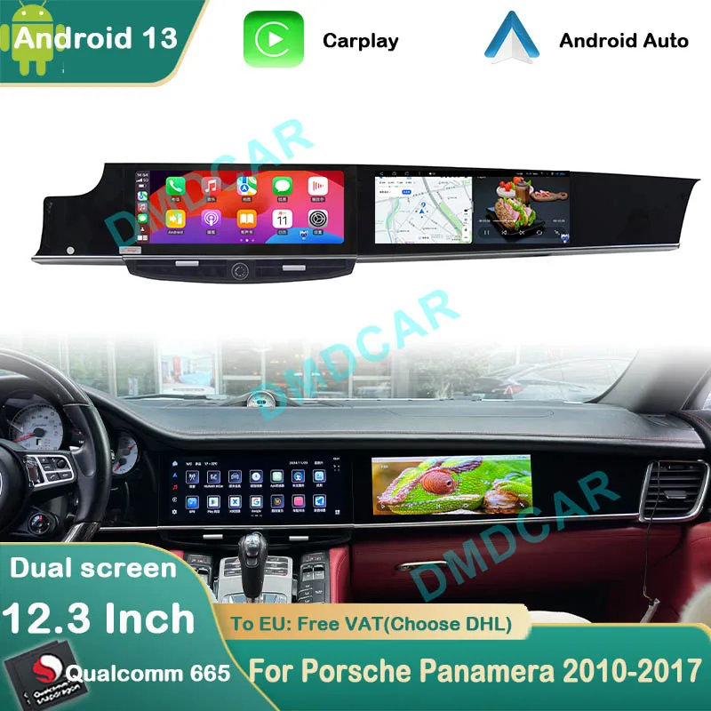 

New Style Dual Screen Car play For Porsche Panamera Android 13 Carplay Auto Car Multimedia Player Radio Navigation IPS Screen