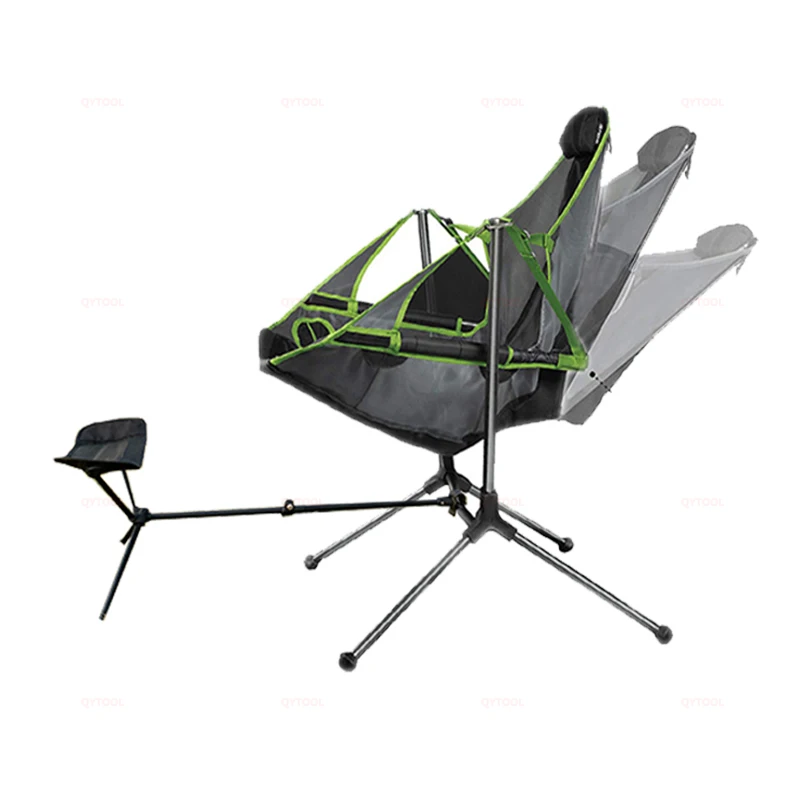 

Foldable Outdoor Camping Chair with Footstool Portable Extendable Footrest Rocking Chair Park Swing Beach Fishing Folding Chair