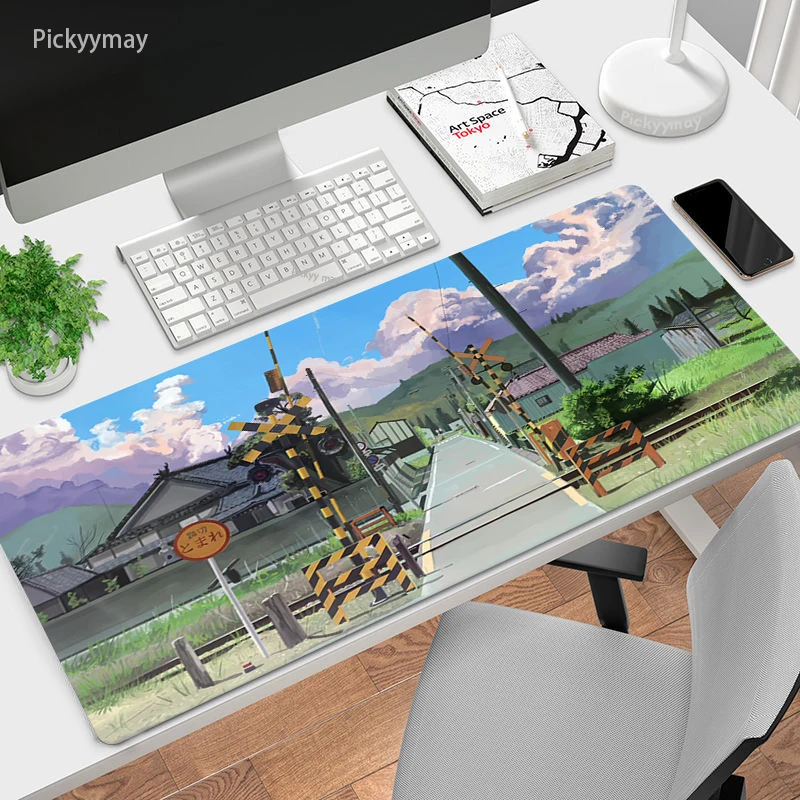 100x50 Japan Street Large Mousepad Pixel Art Mausepad RubberPc Mouse Pad Office Big Carpet Desk Mat Locking Edge Deskpads