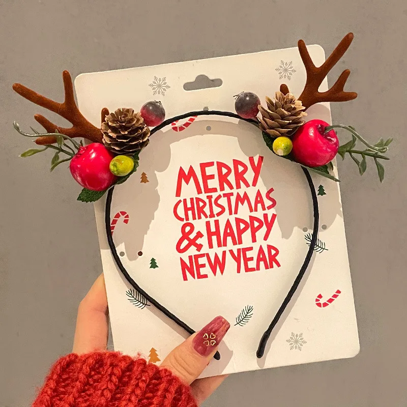 

Cartoon 3D Spring Christmas Headband Christmas Hat Deer Ear Children Headwear Hair Clip Fluffy Santa Claus Hairband