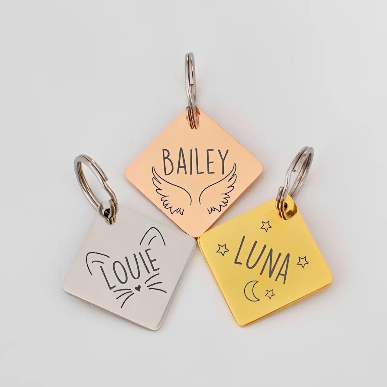 Personalised pet ID tag Custom engraved dog and cat name tag, stainless steel pet collar tag, commemorative pet gift