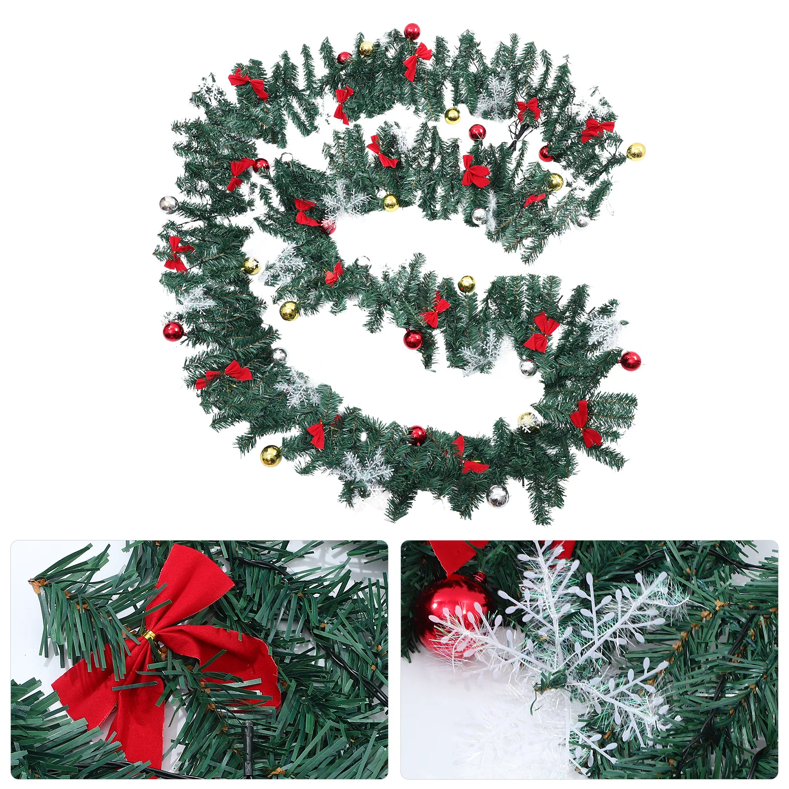 

Lighted Artificial Christmas Garland Xmas Pine Garland Flexible Decoration for Fireplace Door Porch Stairs Us Plug