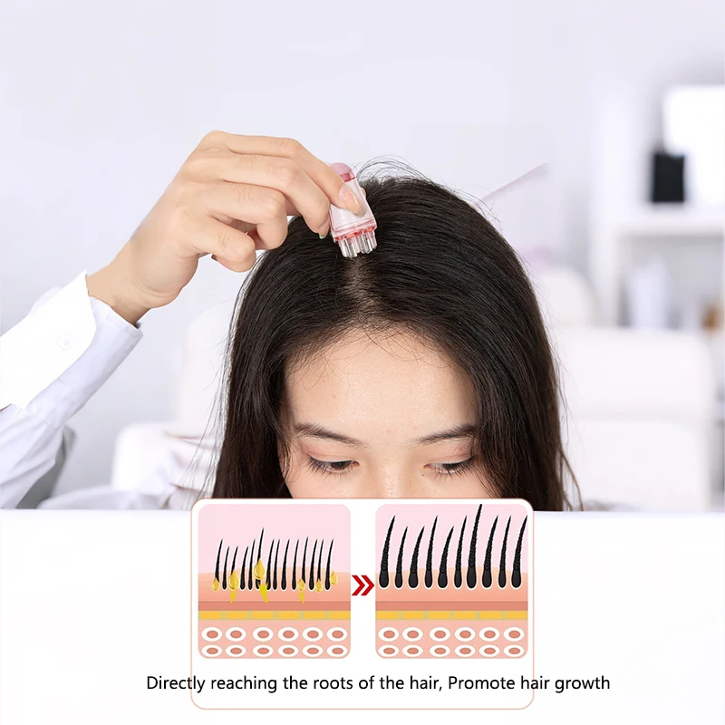 فارغة 6 مللي فروة الرأس قضيب صغير رئيس مدلك فرشاة الكرة الدوارة لنمو الشعر النفط الطب السائل قضيب تدليك مشط #4