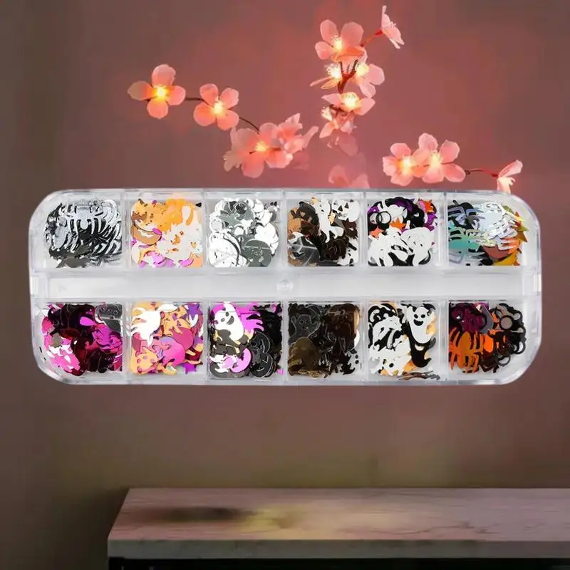 1 Box Halloween Ghost Pumpkin Shape Holographic Festival Glitter Sequins For DIY Making Art Craft Nail Decoration Accessories