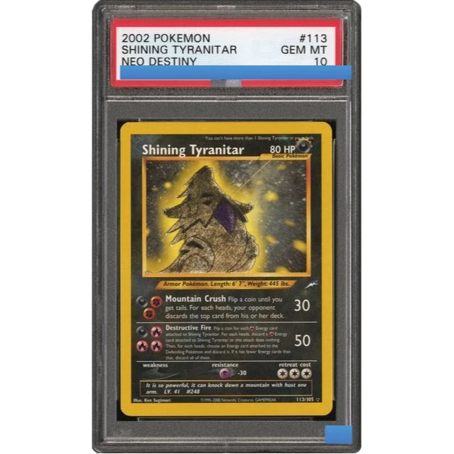 プロキシ2002-ポケモン-ネオ-デスティニー-113-シャイニング・ティラニタール-113-105-認証グレーディング-10-コレクション-ゲームカード-﻿