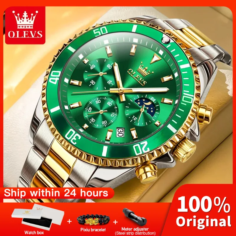 OLEVS 2870 Mens Watch Original Fashion Waterproof Luminous Quartz Wristwatch Strap Sport Date Clock Male Freebie Reloj Mens Gift
