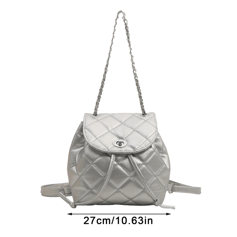 2025 حقيبة ظهر صيفية جديدة ذات قيمة عالية بتصميم ماسي حقيبة ظهر نسائية عصرية بسلسلة حقيبة ظهر صغيرة للسيدات #6