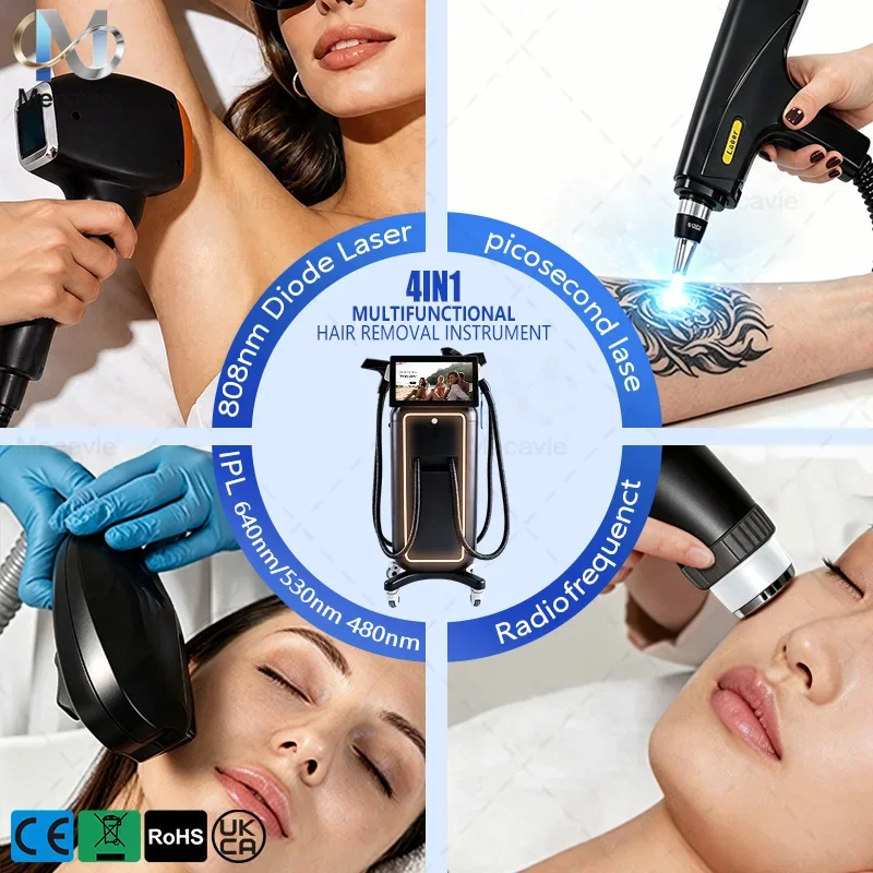 2026 4IN1 6000W Ice Titanium Diode Laser Hair Remover 755/808/940/1064nm Painless Permanent Cooling Laser Epilator Salon Beauty