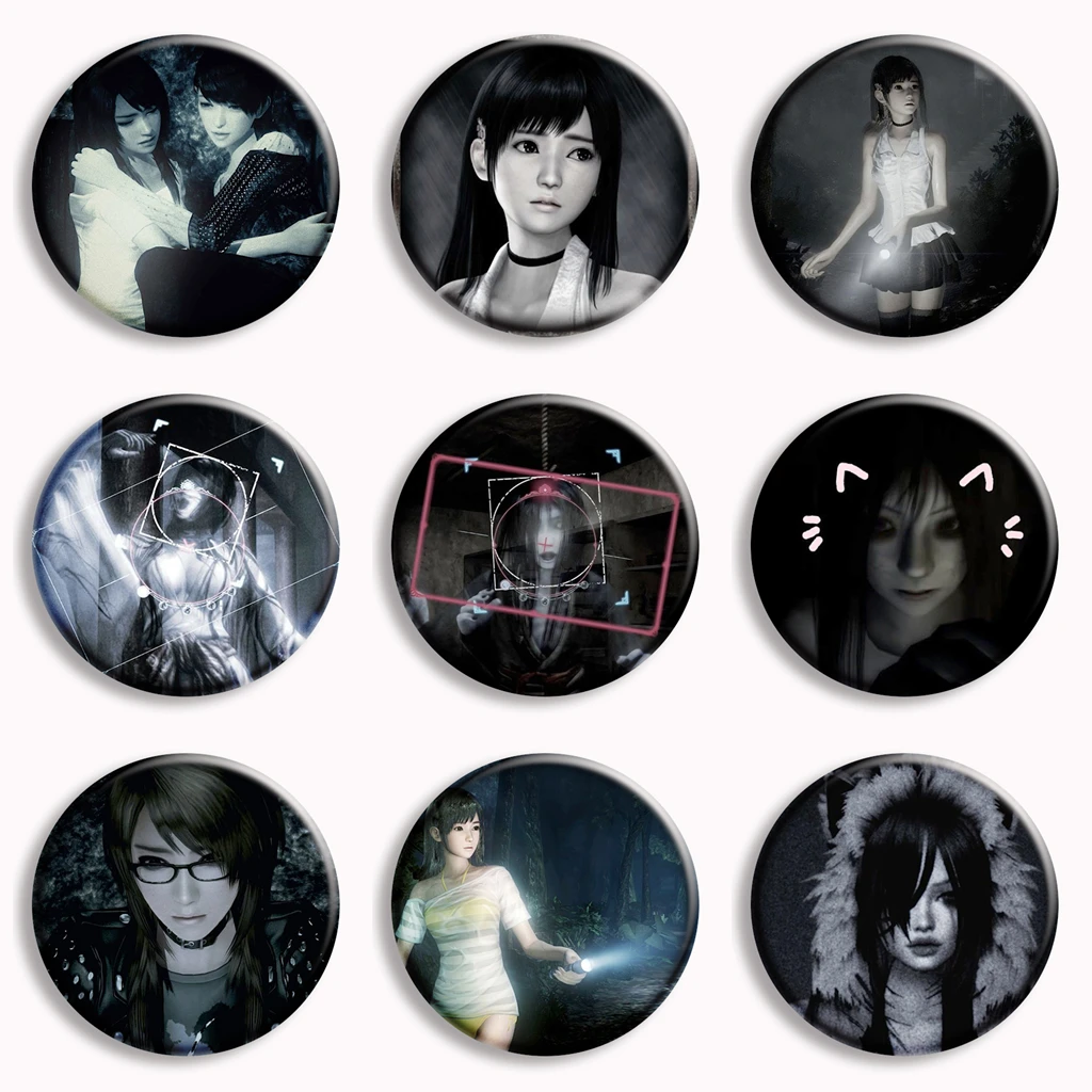 Jogo de terror miu hinasaki yuri kozukata botão macio pino quadro fatal broche crachá saco decoração jóias fãs gamer coletar presentes