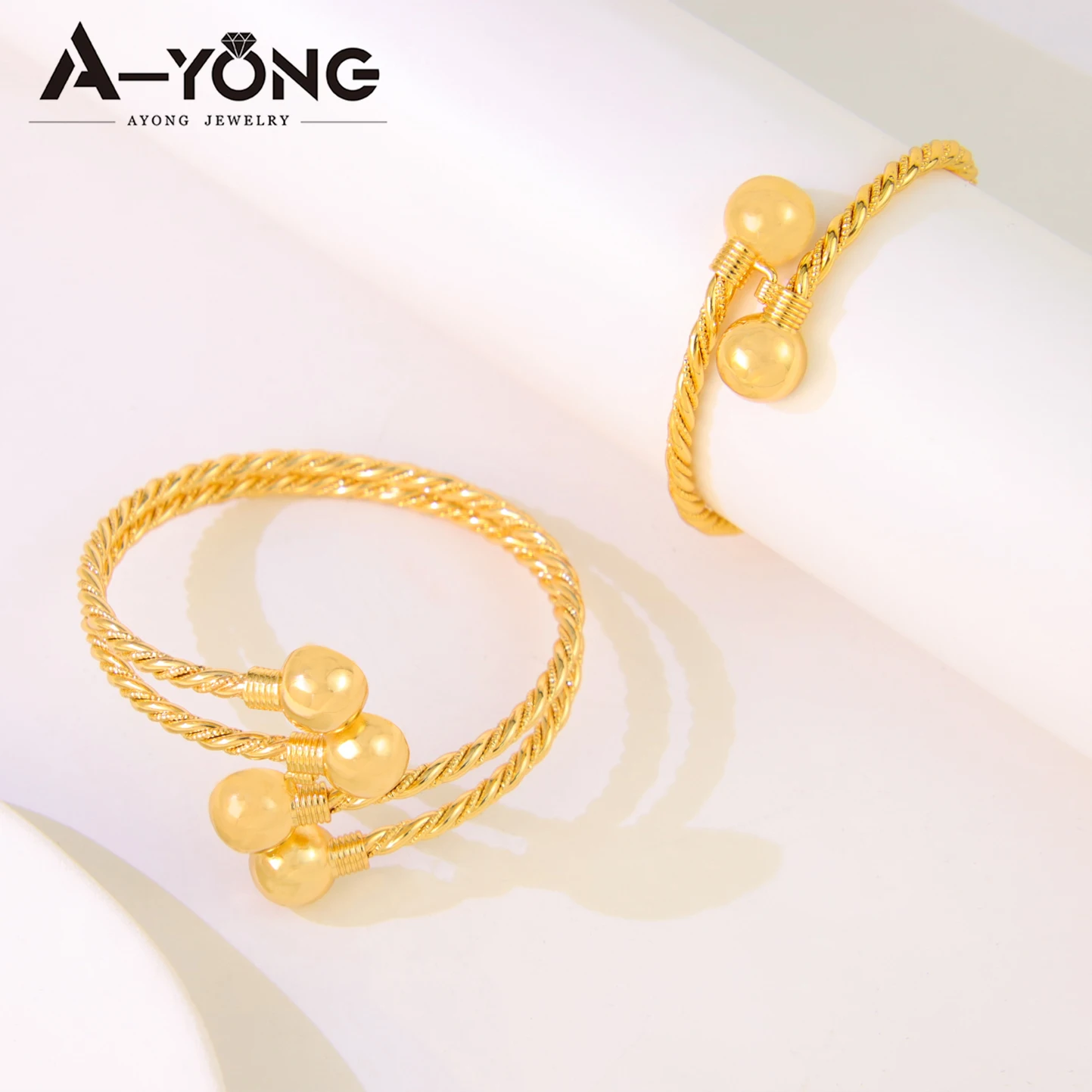 Dubai Gold Hochzeit Schmuck Manschette Armband 21k Gold Überzogene Algerien Einzelne Doppel Schicht Armreifen Oman Frauen Vintage Party Schmuck – Detail 4