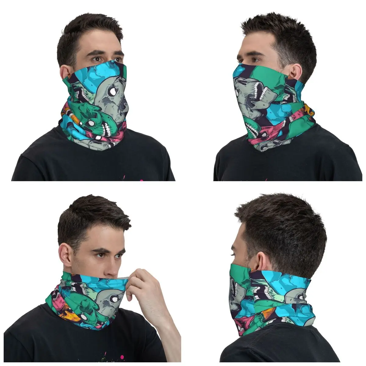 Zoombie Skull Drawings Halloween Bandana Neck Cover Printed Balaclavas Wrap Scarf Cycling Outdoor Sports for Men Adult Washable