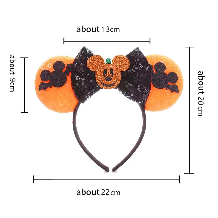 Skull Crossbones Pirate Mickey Mouse Ear Headband Bat Pumpkin Bow Halloween Hairband Festival Party Cosplay Hair Accessories