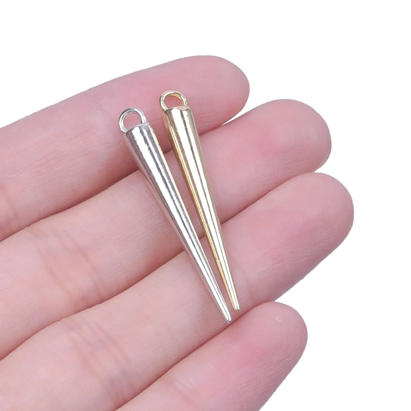 20pcs Gothic Punk Long Pointed Cone Charms For Earrings Making Supplies Metal Silver/Gold Color Personality DIY Accessories Bulk