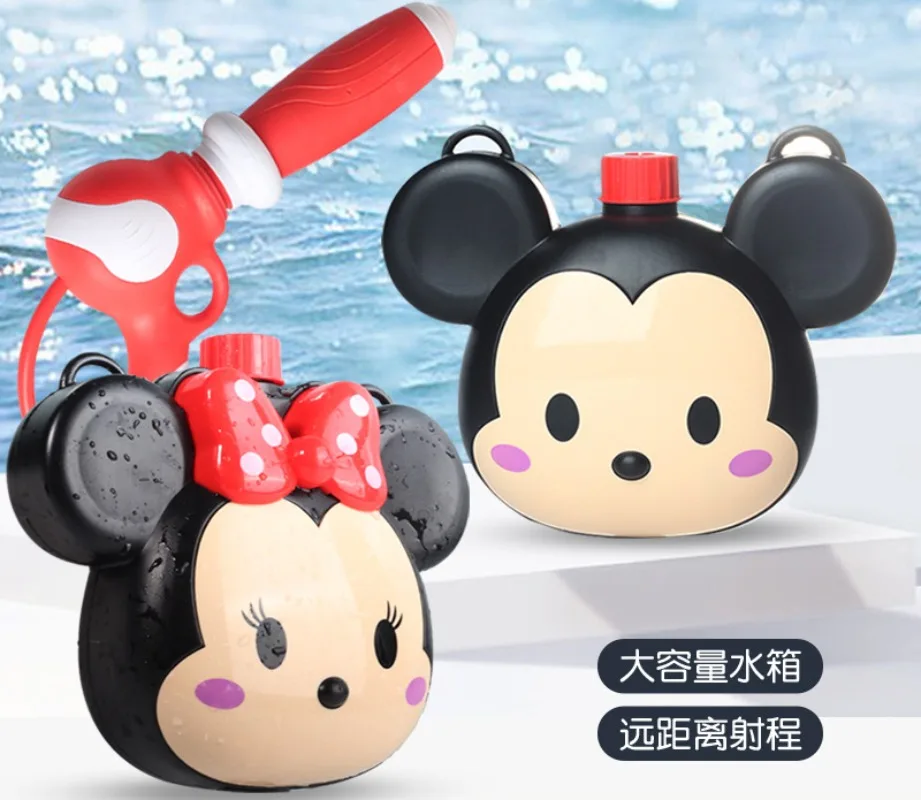 Nowy Disney Mickey Minnie Kids pistolet na wodę plecak o dużej pojemności chłopcy dziewczyna Kawaii zabawka z kreskówki dzieci letni zabawki na plażę