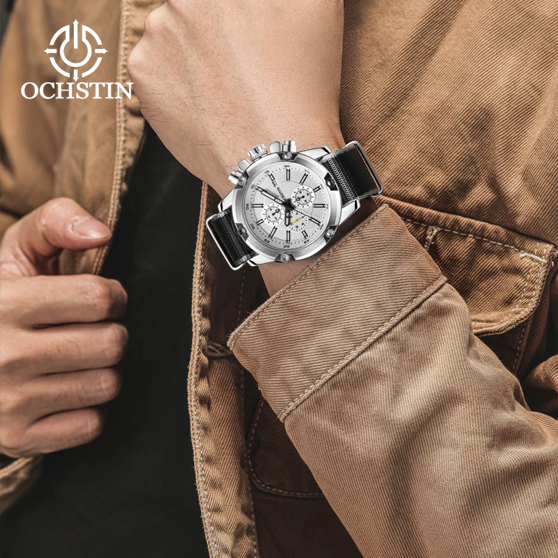 Hot models OCHSTIN 2024 creative nylon series personality trend models men's watches multifunction quartz movement men's quartz