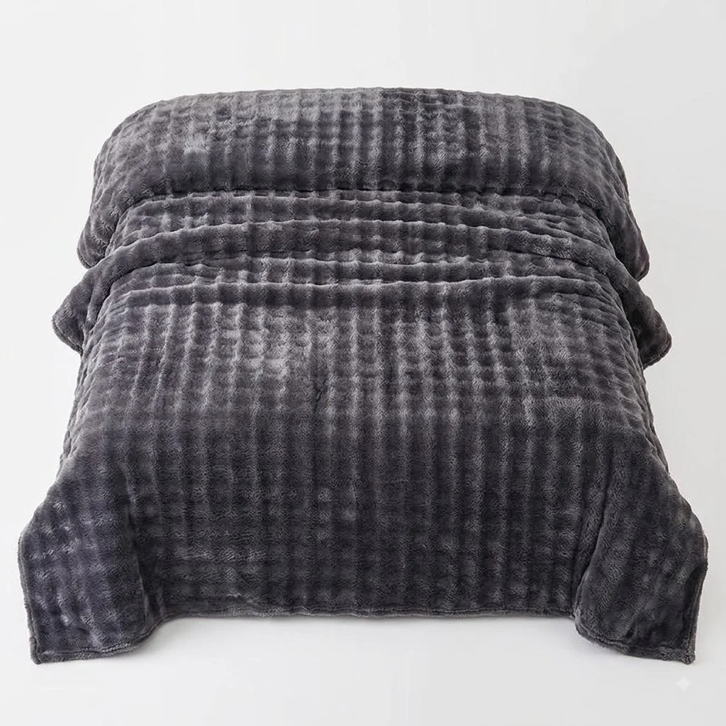 3D Bubble White Plush Blankets Textured Flannel Fleece Throw Plaids Soft Warm Cozy Blanket Couch Christmas Gift Throw Blankets