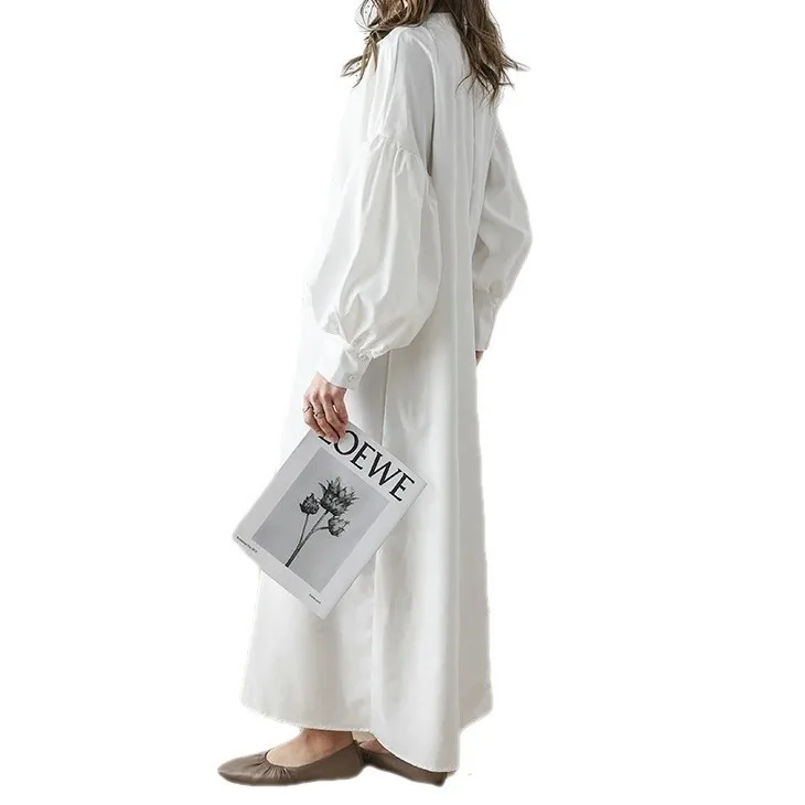 Women Japanese Style Long Dresses Loose Spring Lantern Sleeve Slimming Elegant Maxi Dress Fit Slimming Gown For Ladies Summer