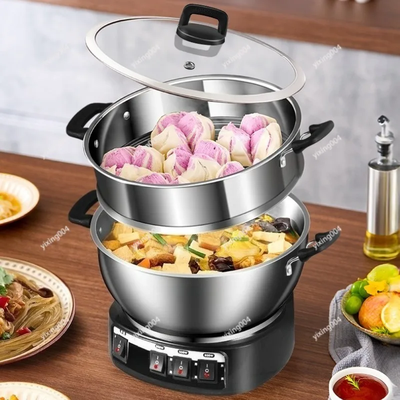 Stainless Steel Multi-functional Electric Cooking Pot For Home Frying Boiling Stewing Hot Pot