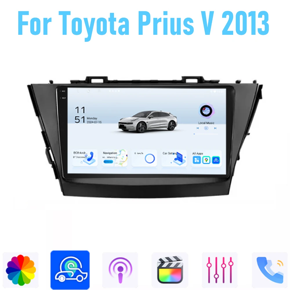 

9'' For Toyota Prius V 2013 Car Radio Head Unit GPS Multimedia Carplay Android 15 Wireless Navigation Intelligent System WIFI