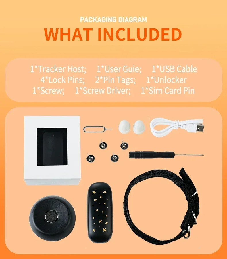 Safe & Smart RF-V53 4G Pet GPS Tracker for Cats/Dogs - IP67 Waterproof,GPS+Beidou Positioning,900mAh Battery, Anti-Lost Locator