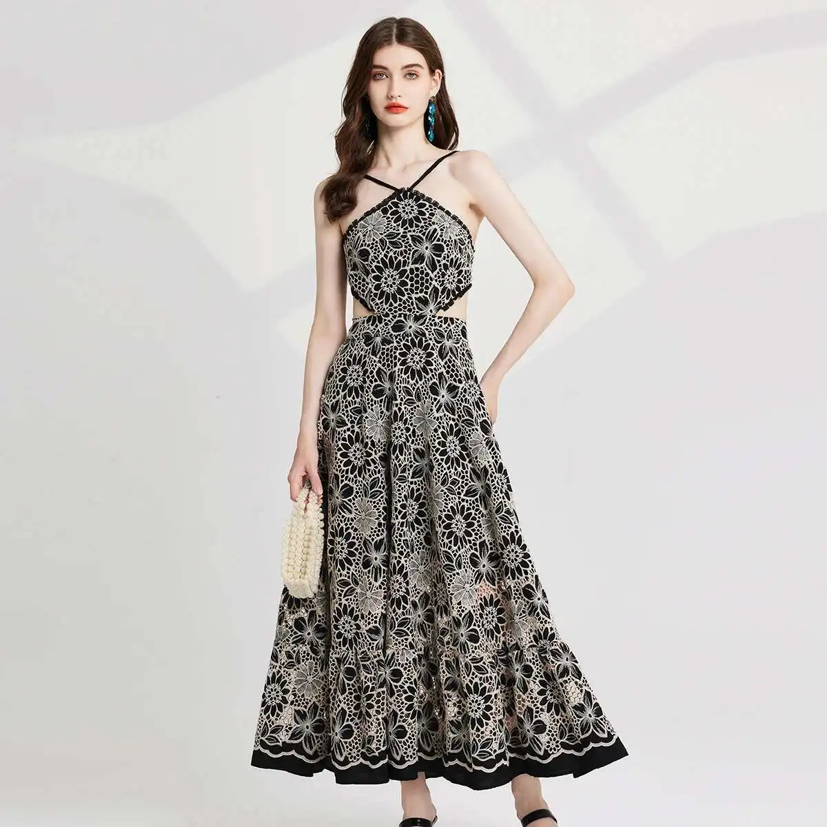 Jakość marka projektant gorset haft w kwiaty koronkowa wieczorowa suknia ślubna kobiety seksowna kokarda z odkrytymi plecami długa Vestidos szata na imprezę