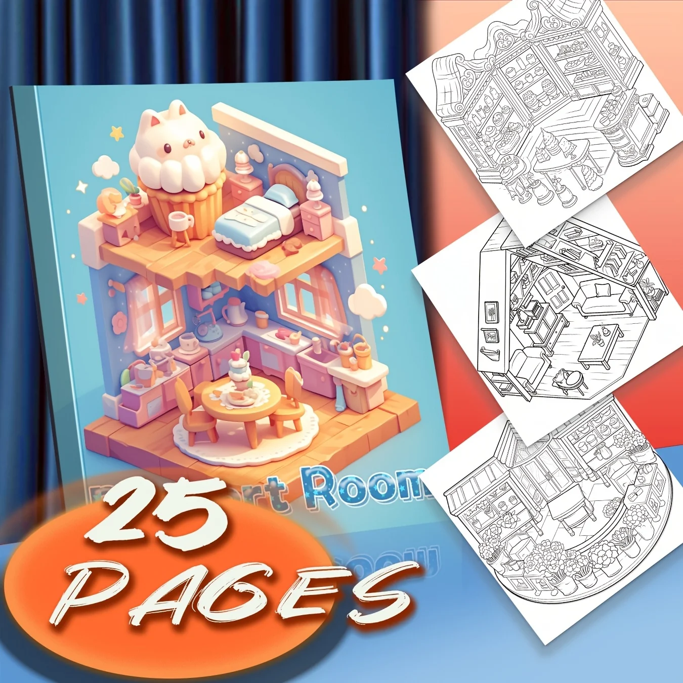 1 Pc 25 Pages Cozy Coloring Book For Teens Adults Unique Dessert Shop Designed Creative Expression Relax Drawing Book