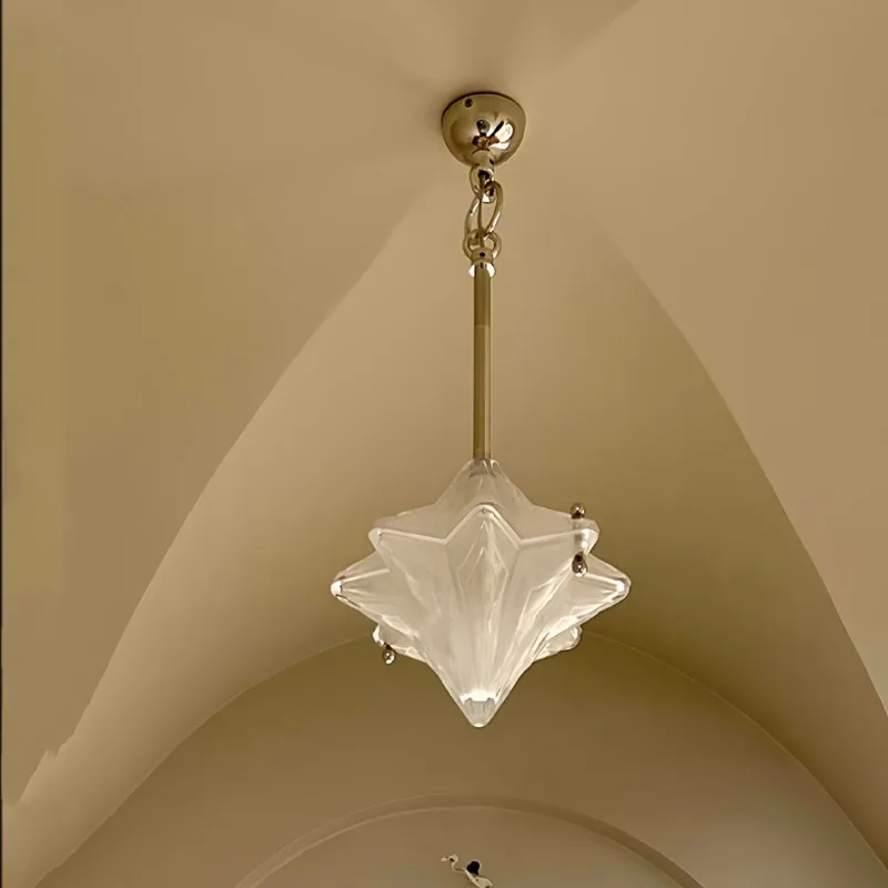 

Vintage French Style Star Pendant Light for Foyer Bedroom Bedside Luxury Designer Glass Lighting for Hallway Dining Room 2025