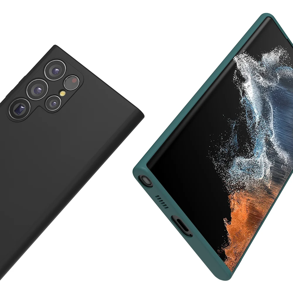 حافظة لهاتف سامسونج جالاكسي S25Ultra S24Ultra S24 S23 S22 S21 S20 Ultra Plus S23FE S21FE S20FE غطاء خلفي من السيليكون السائل