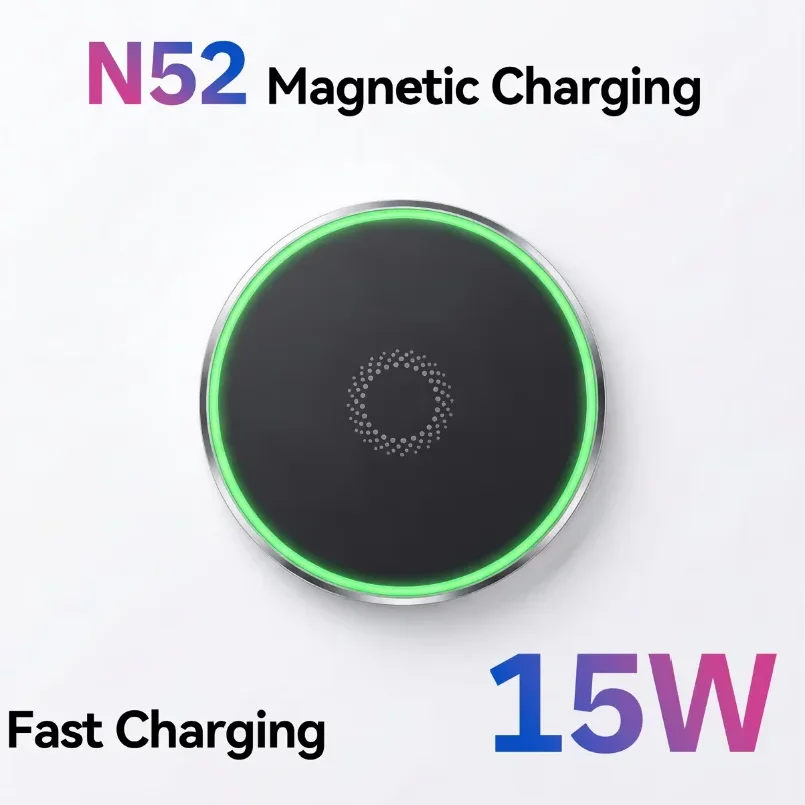 Car Magnetic Wireless Charging Phone Holder 15W Fast Charging, N52 Super Strong Magnets, 360 Adjustable Ball Head, Alloy Build