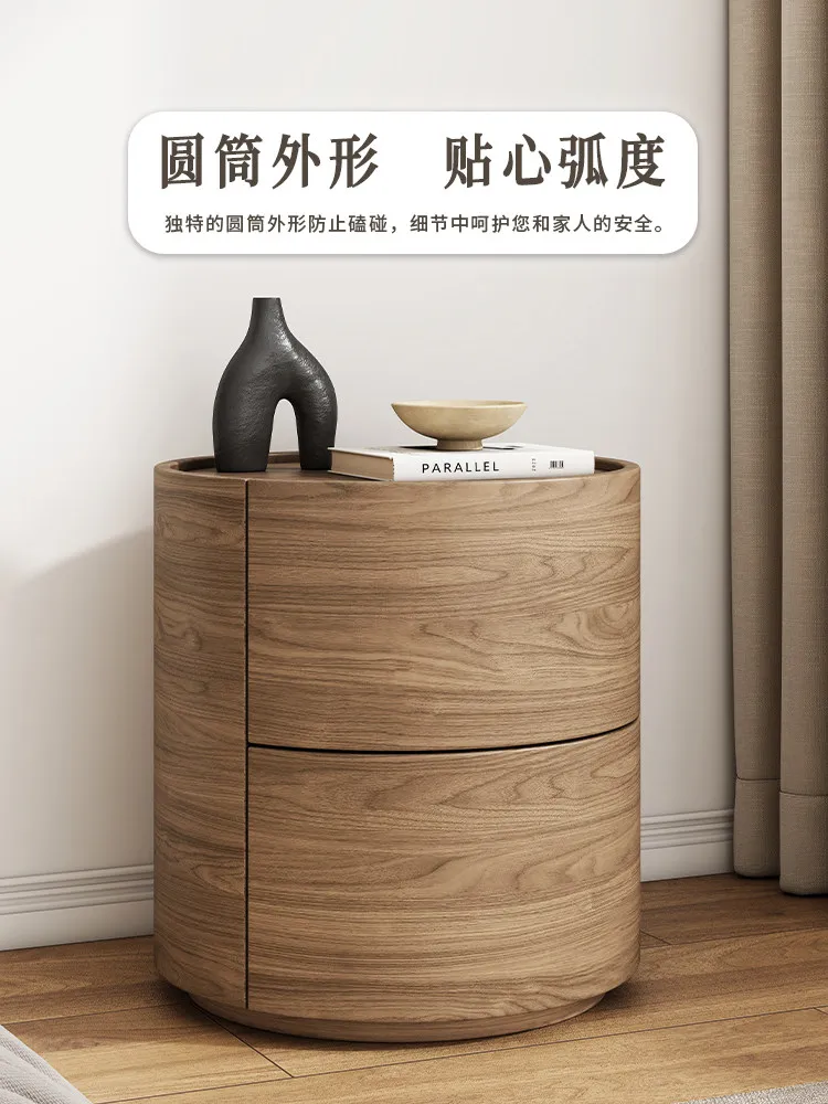 Bedside table light luxury luxury modern simple storage cream style creative baking paint round medieval style children's small