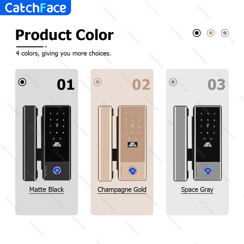Ttlock-インテリジェント指紋ロック,wifi,リモコン,フレームレス,ガラスドア,プッシュまたはスライドドア用のカードパスワード