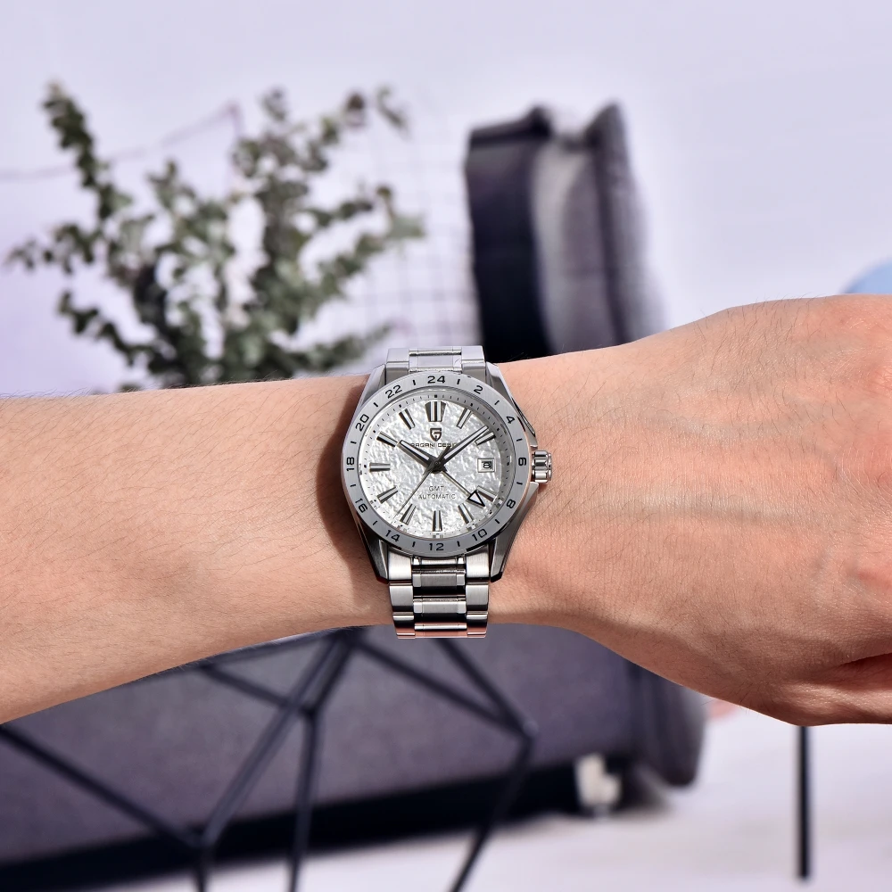 PAGANI DESIGN New 40mm Desert Texture Luxury Men Business Dress GMT Watch Automatic Mechanical Waterproof 100m LuminousPD-1792