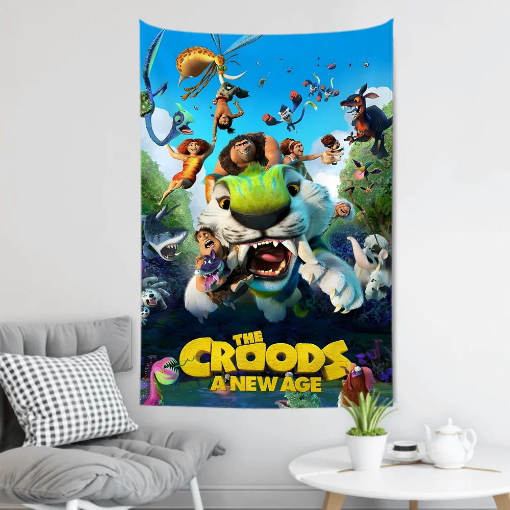 

Комидийный анимированный фильм C-Croods гобелен, декор комнаты, настенная ткань, вечерние подвесной фон, декор комнаты, детская комната