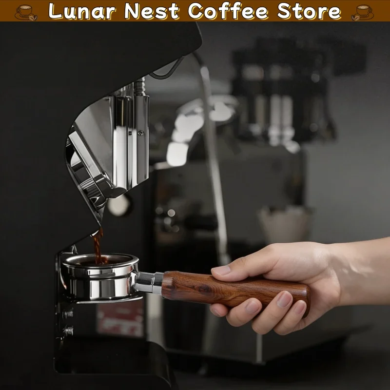 New Coffee Plus 51mm Stainless Steel Bottomless Portafilter Wooden Handle Espresso Coffee Machine Accessory For Home Barista