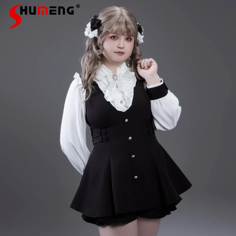 

2026 Spring New Y2k Top Tie-Dye Dress Shorts Two Pieces Set Japanese Lolita Style Rojita Black Slim-Fit Outfit Women's Clothing