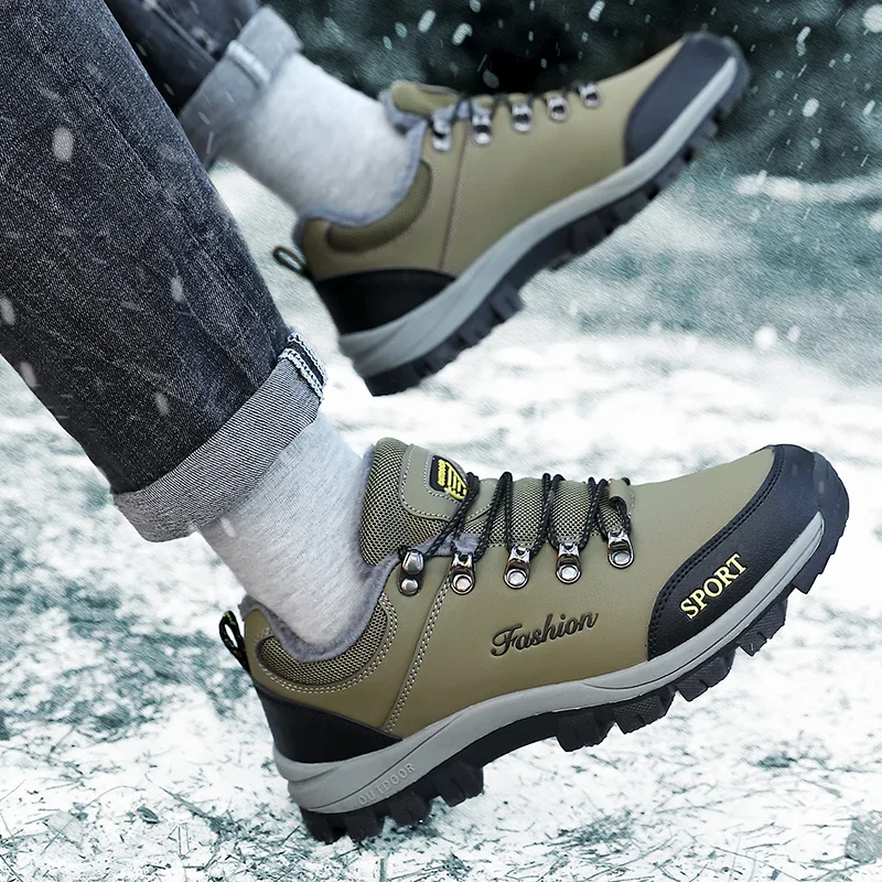 High Quality Men's Snow Boots Fashion Waterproof Casual Sneaker Plus Cotton Warm Hiking Shoes Outdoor Work Shoes for Men Boots