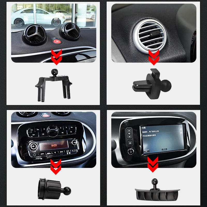 Car Air Outlet Navigation Phone Holder Base For Mercedes Smart 450 451 453 Fortwo Forfour Radio Bracket Adapter Car Accessories